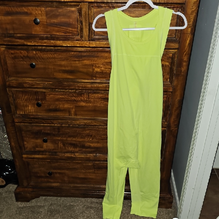 Free People Movement Nwts Twisted Back, Highlighter Romper. Sour Citrus! Sz Xs
